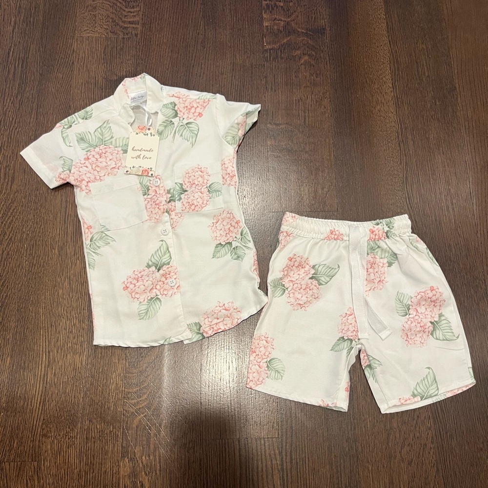 Floral Kids Pajama Set - Pink and White